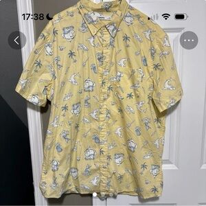 Sonoma Yellow Short-Sleeve Tropical Print Button-Down Shirt
